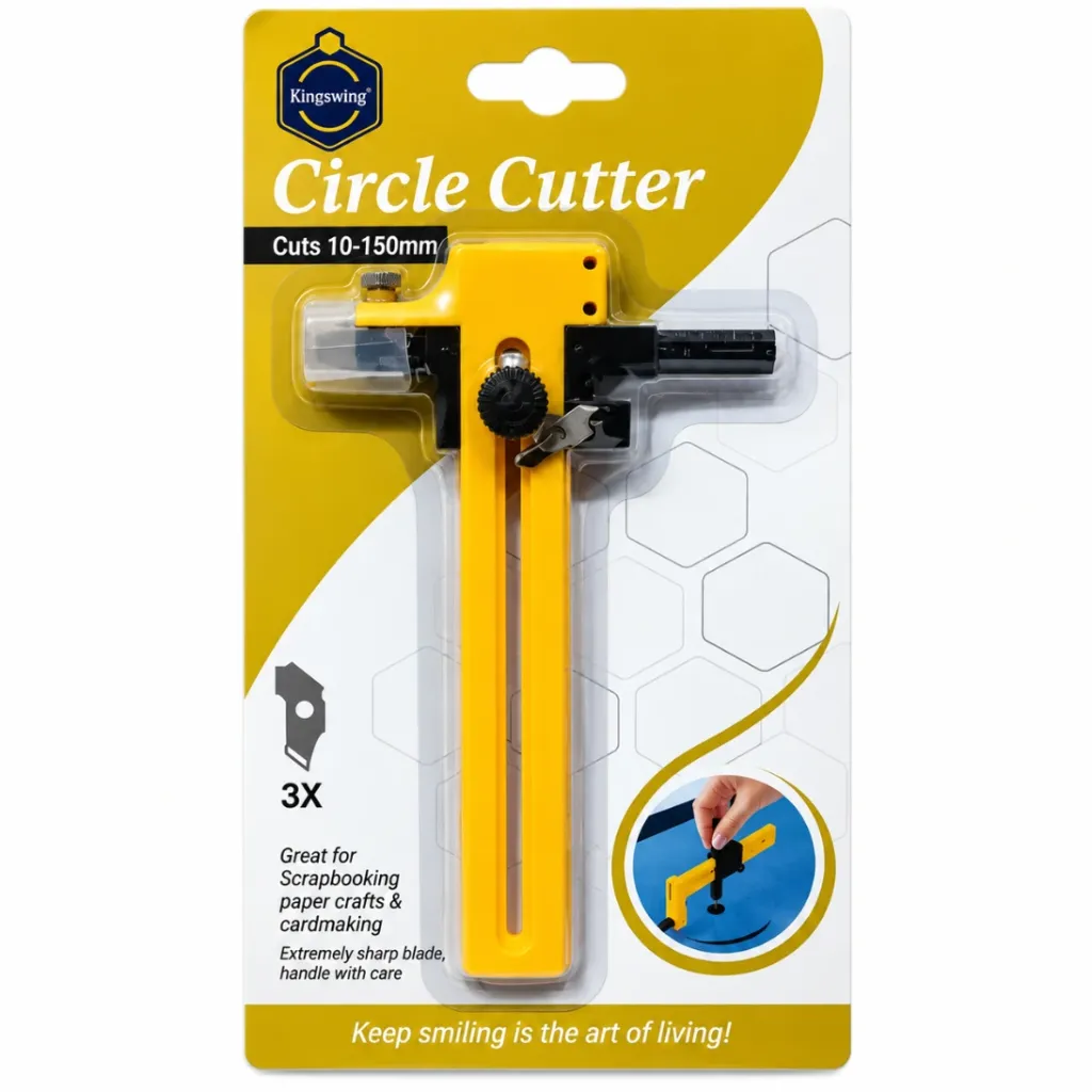 [7255542] Adjustable Compass Circle Cutter - 1cm to 15cm Rotary Cutter with 3 Spare Blades