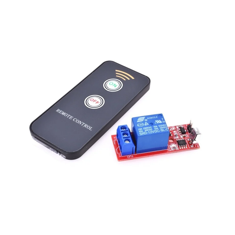 [8881792] 12V 1-Channel Infrared (IR) Remote Control Relay Module – Wireless Latched/Self-Locking Receiver Switch for Home Automation and DC 12V Appliances