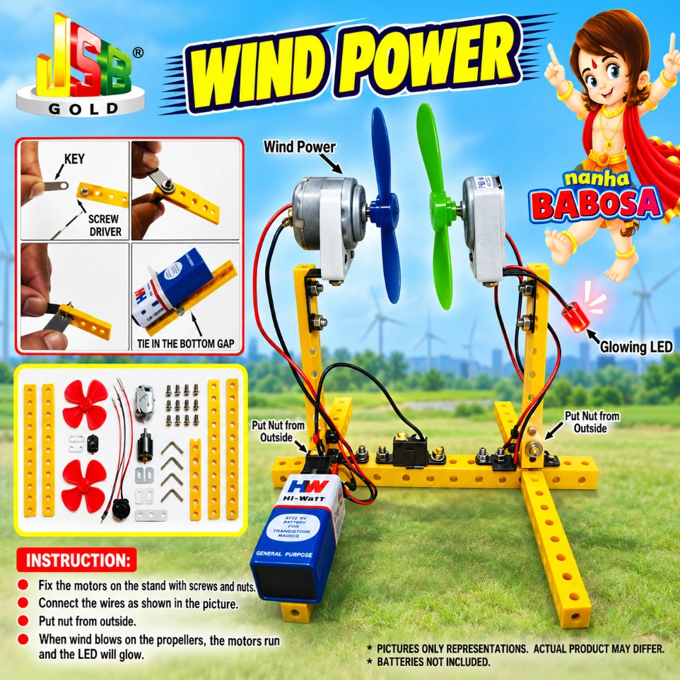 [018942] DIY – Wind Power Electricity Kit – Tested & Verified (Educational projects and learning DIY kit)