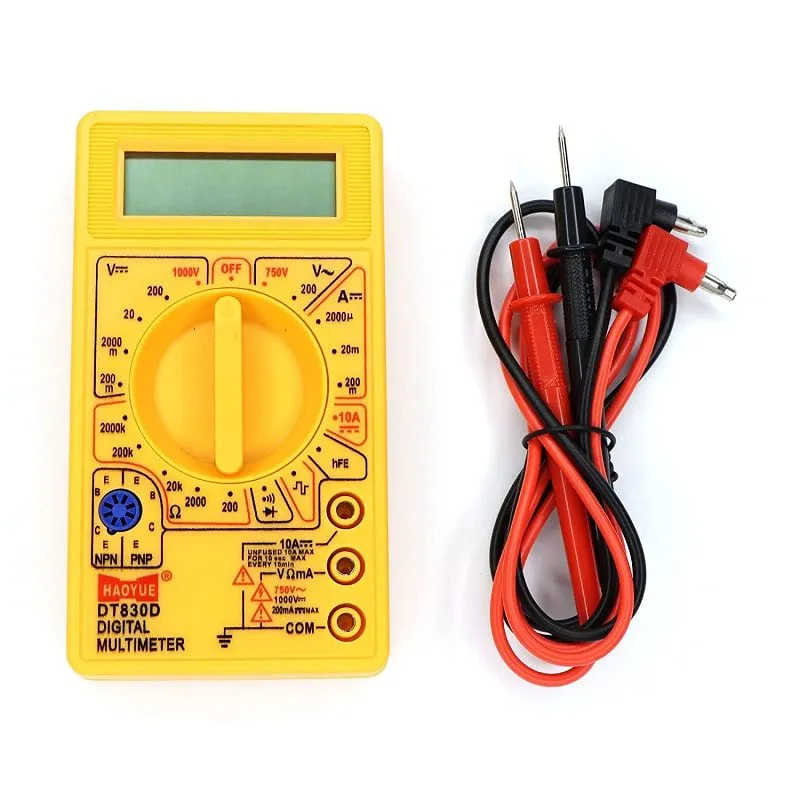 DT830D Digital Multimeter – Professional Handheld Voltmeter, Ammeter & Ohmmeter with Transistor (hFE) Tester and Continuity Buzzer for DIY & Lab Use