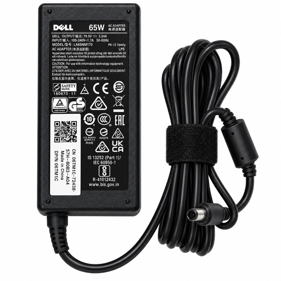 [378181] Dell 65W Laptop Charger - 19.5V 3.34A Power Adapter (4.5mm Small Pin)