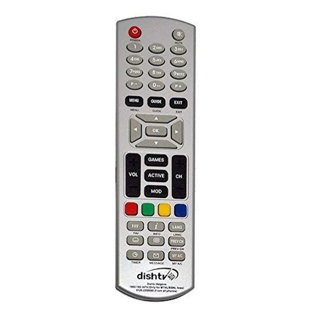 [643854] Premium Dish TV Compatible Remote Control (Silver) – High-Quality Replacement for Dish TV SD, HD, and Recording Set-Top Boxes
