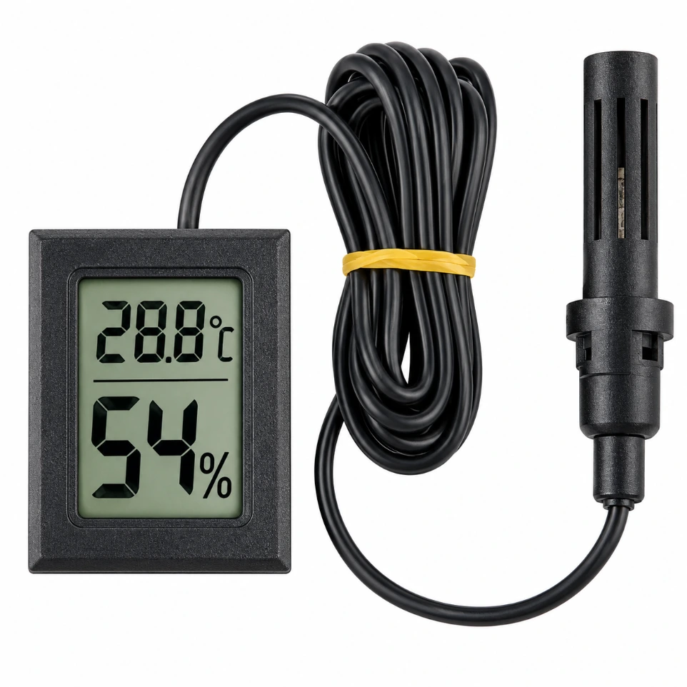 FY-12 Mini Digital LCD Thermometer & Hygrometer – Compact Indoor Temperature and Humidity Gauge for Incubators, Reptile Tanks, and Home Monitoring