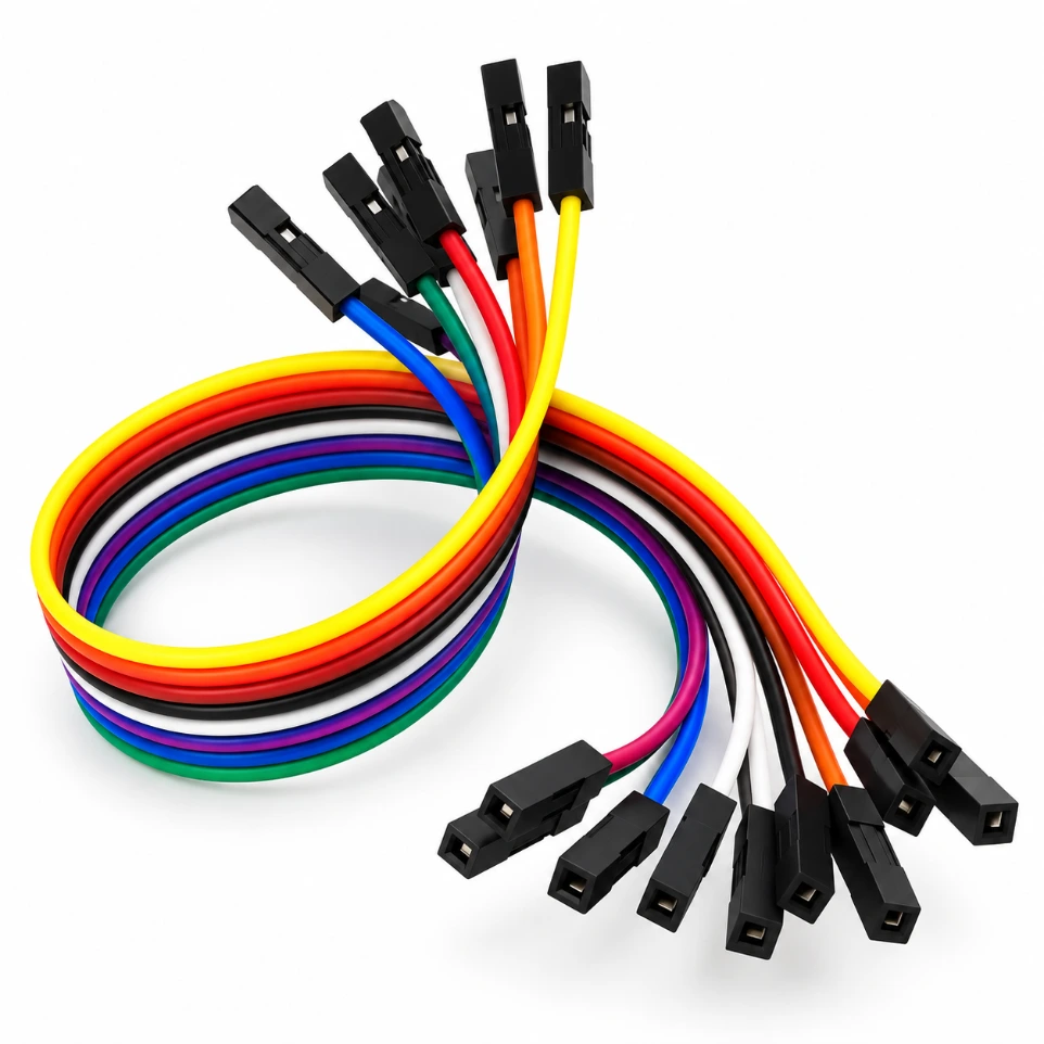 [8881591] 20cm Female to Female Rainbow Jumper Wires (Set of 10)