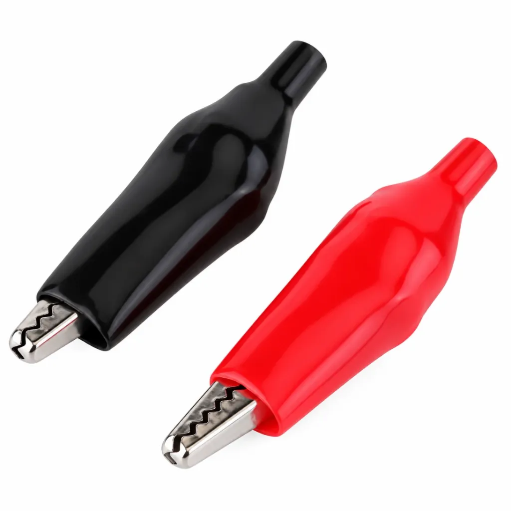 [491489] Full Sleeves 28mm Small Alligator Crocodile Clips Pair Red + Black