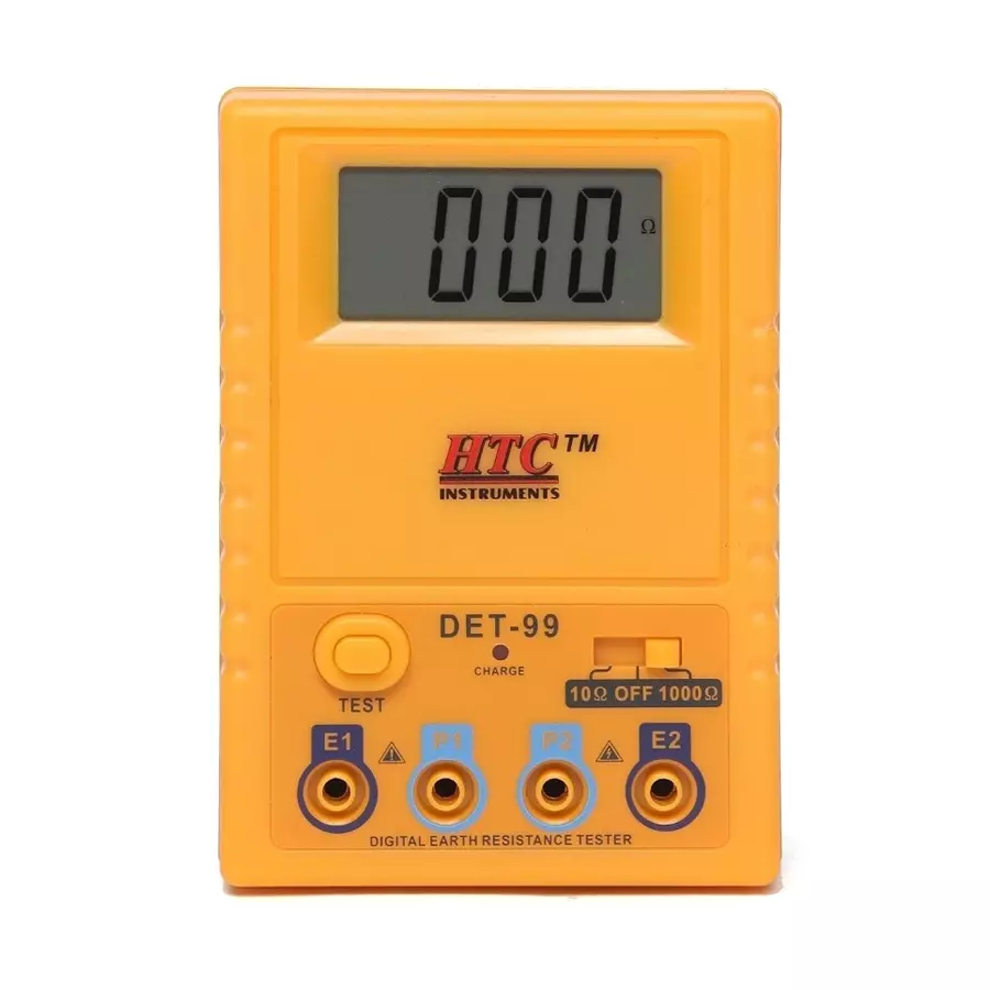 [378541] HTC Instrument Digital Earth Resistance Tester – Professional 3-Terminal Soil Resistivity & Grounding Tester with Large LCD, Data Hold, and Rugged Carrying Case