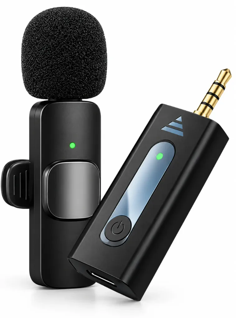 [59301012] K35 Wireless Lavalier Microphone System – Professional 3.5mm AUX Plug-and-Play Mic for DSLR Cameras, Speakers, Laptops, and Audio Amplifiers – High-Fidelity Video Recording Microphone