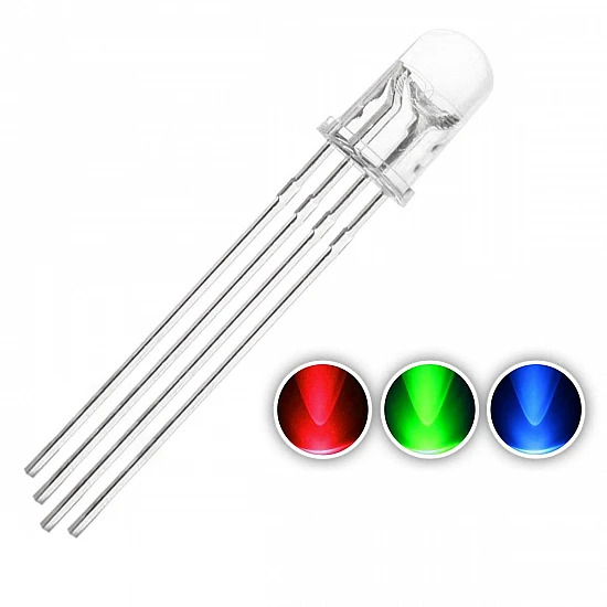 Short SEO Name 5mm RGB LED 4-Pin Common Cathode (CC) Multi-Colour Light (Pack of 5)