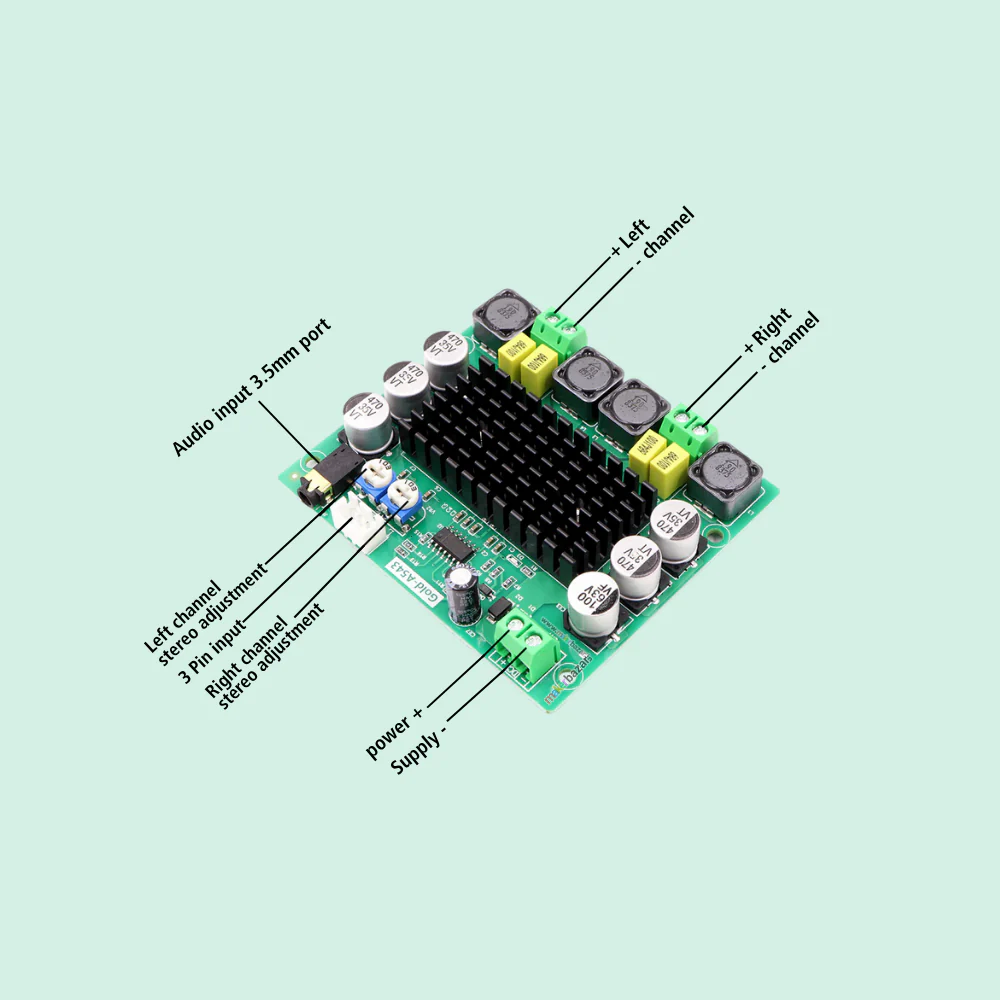 [54781431] Gold-A543 120W Stereo Audio Amplifier Board with AUX