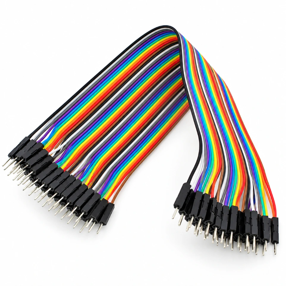 [6941884189] 20cm Male to Male Rainbow Jumper Ribbon Cable (40-Pin)
