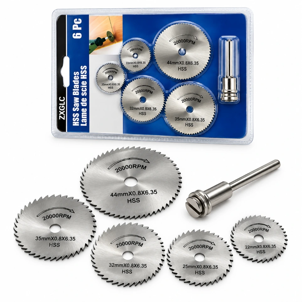 [54781376] 6-Piece HSS Mini Circular Saw Blade Set for Rotary Tools