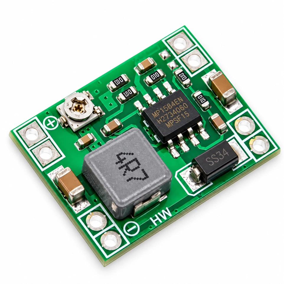 [72551385] Mini MP1584EN DC-DC Buck Converter Module – 3A Adjustable Step-Down Power Regulator for Drone Electronics, DIY Power Banks, and Compact Robotics