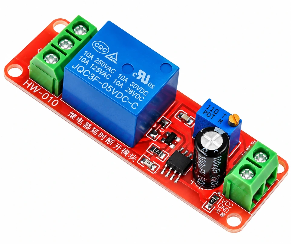 [72551042] NE555 Delay Timer Relay Module – Adjustable 0-10 Second Power-On Delay Switch for Automotive, DIY Electronics, and Industrial Sequencing