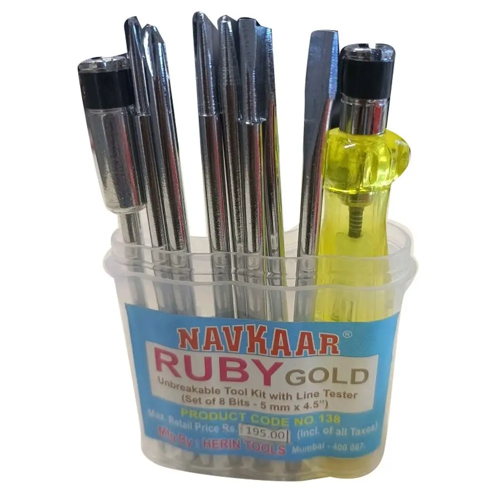 [1047393] Navkar no-138 8-in-1 Screwdriver Set with Line Tester