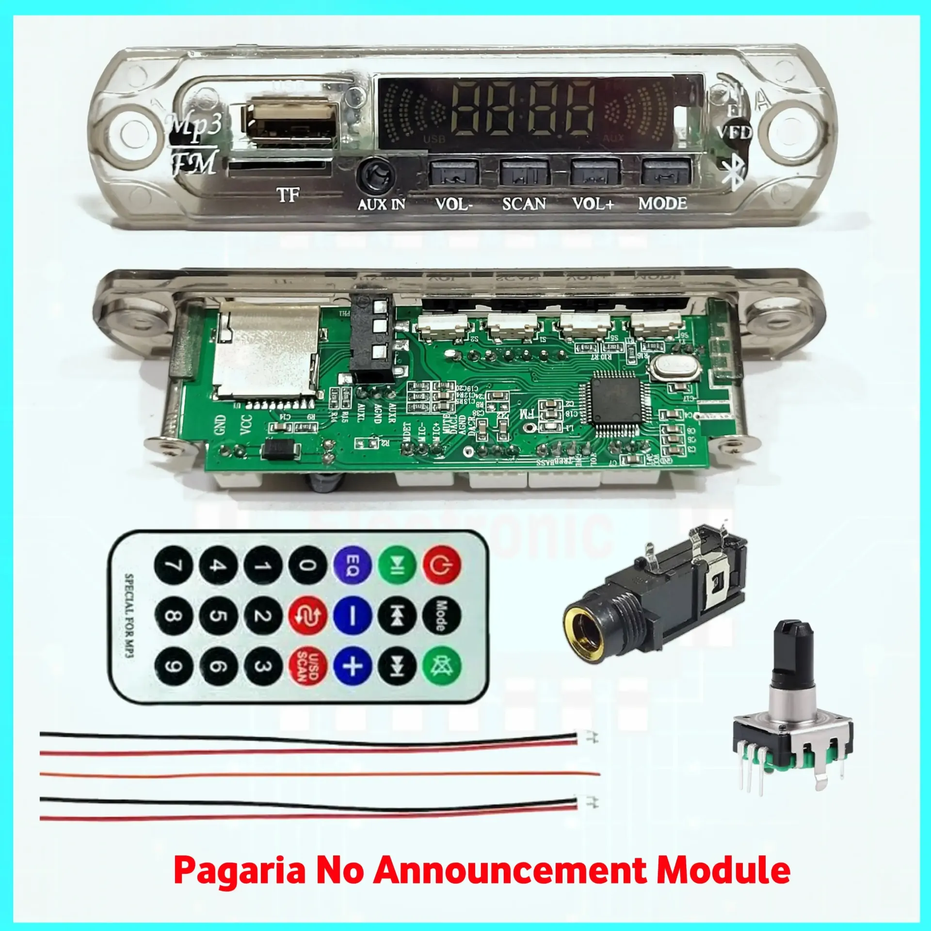 [951241] Pagaria PAG-VI150 Bluetooth Audio Decoder Module – Hi-Fi Stereo MP3 Player with Voice Announcement, White LED Display, and Rotary Encoder Support