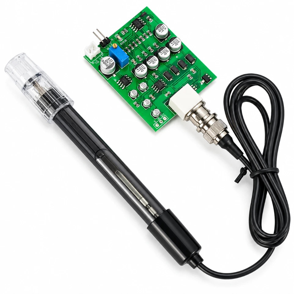 PH Sensor Module with BNC Electrode Probe – High-Accuracy Liquid Quality Tester for Arduino, ESP32, and Hydroponics Automation Systems