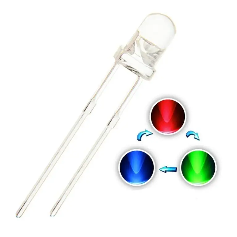 [8372595] 5mm RGB LED 2-Pin Self-Flashing Rainbow Multi-Colour Cycle (Pack of 5)