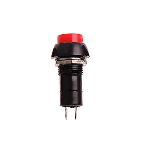 [55756] PBS-11A 12mm Self-Locking Round Push Button Switch (Red) – 2-Pin Latching ON-OFF Power Switch for DIY Projects, Control Panels, and Toys
