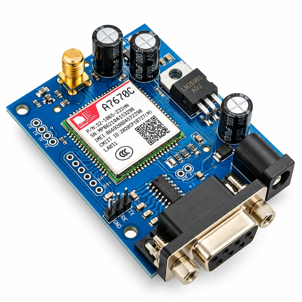 SIMA7670C 4G LTE / GSM Module with RS232 Interface – High-Speed Industrial Wireless Modem with SMA Antenna and GPS Support