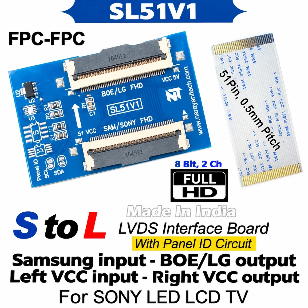 [8039579] SL51V1 Sony/Samsung FHD to LG/BOE FHD LVDS Adapter