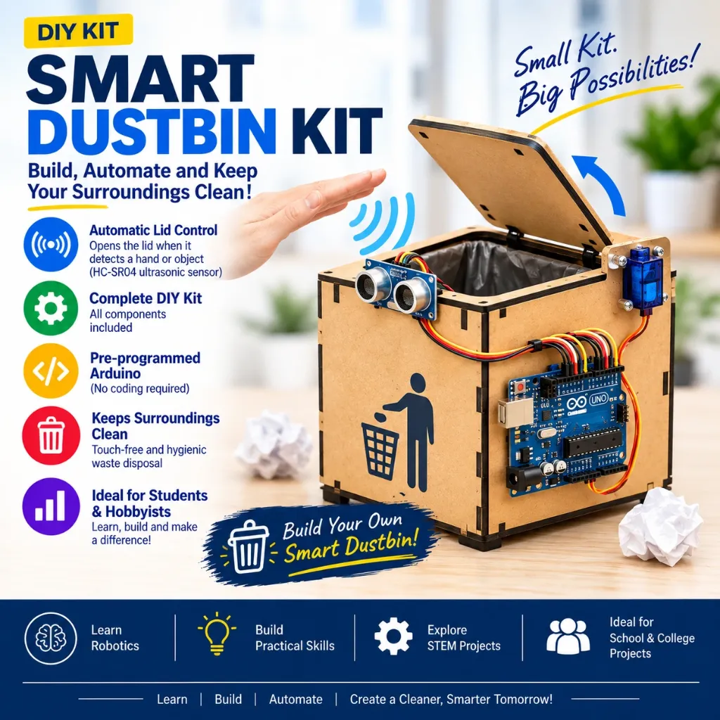 [4148821] DIY Smart Dustbin / Touchless Bin Arduino DIY Kit