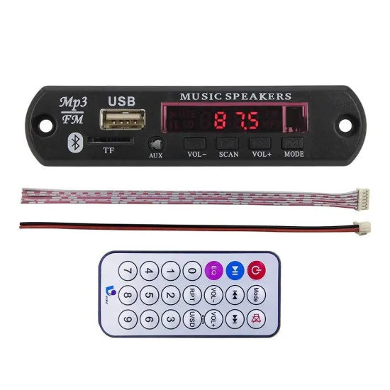 Bluetooth 5.0 MP3 Decoder Board – USB/FM/TF/AUX Multimedia Player with IR Remote for DIY Audio & Car Stereo Upgrades