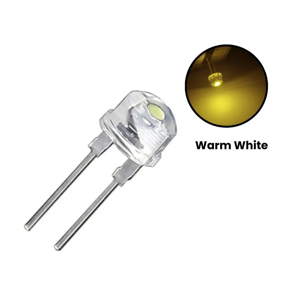 [41564156] 8mm Yellow Straw Hat LED High-Brightness Wide-Angle Light (Pack of 5)