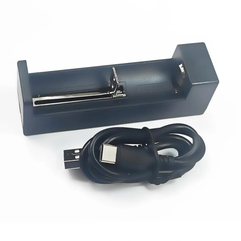 DEVAJI 1.5V Li-ion Battery Charger – Universal Single-Slot USB Charging Adapter for AA/AAA Rechargeable Lithium Cells – Ideal for Home, Travel, Camera, and Toys (Black)