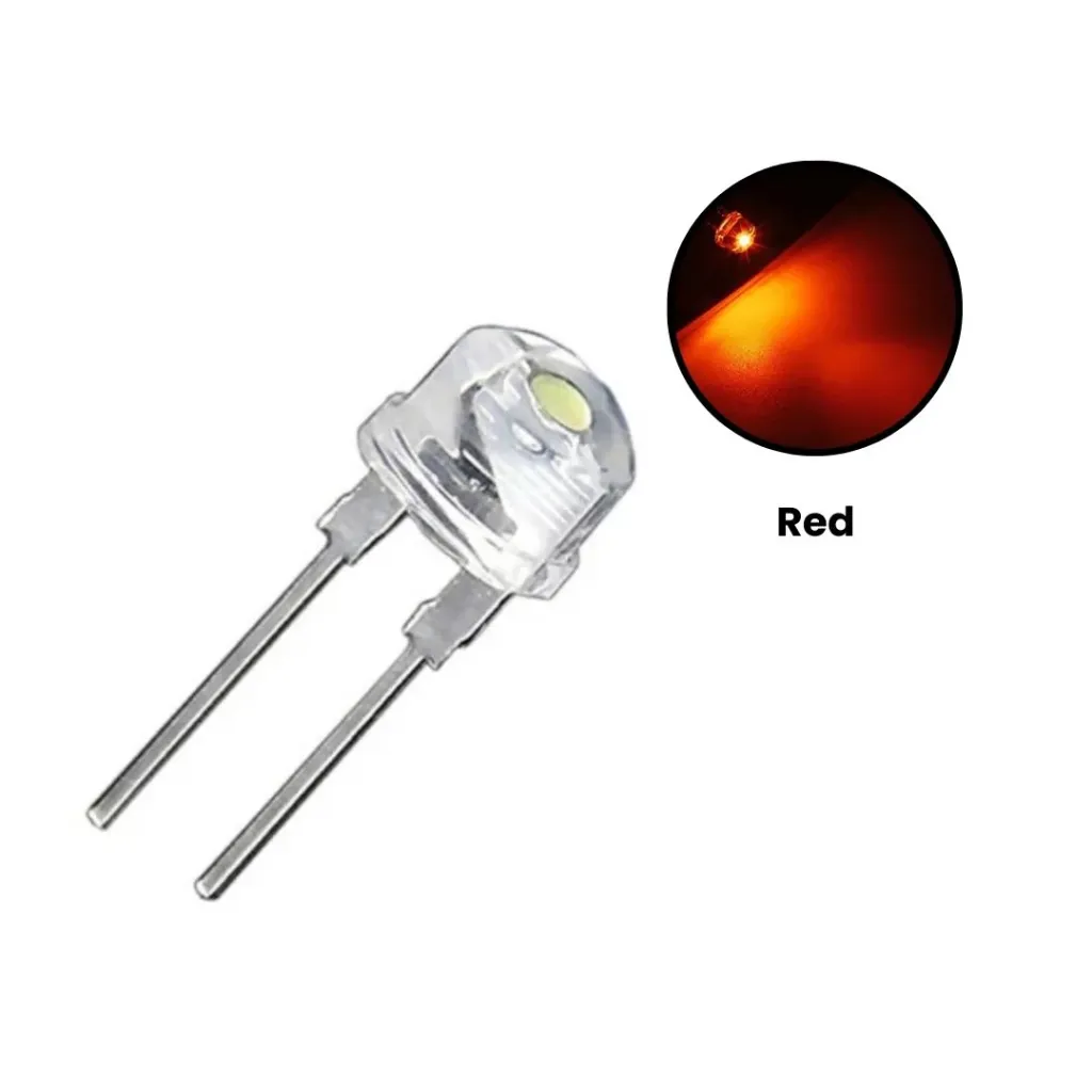 [40561056] 8mm Red Straw Hat LED High-Brightness Wide-Angle Light (Pack of 5)