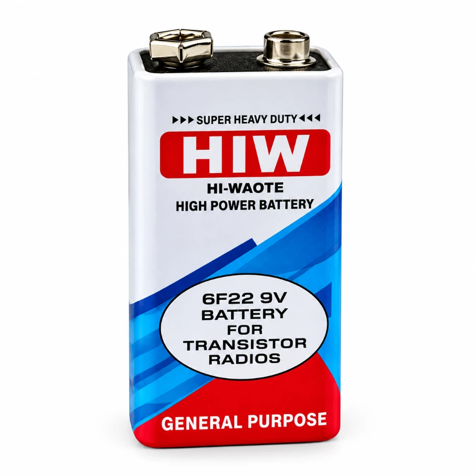 [01230423] HIW 9V Battery - 6F22 Extra Heavy Duty Non-Rechargeable Zinc Carbon Battery