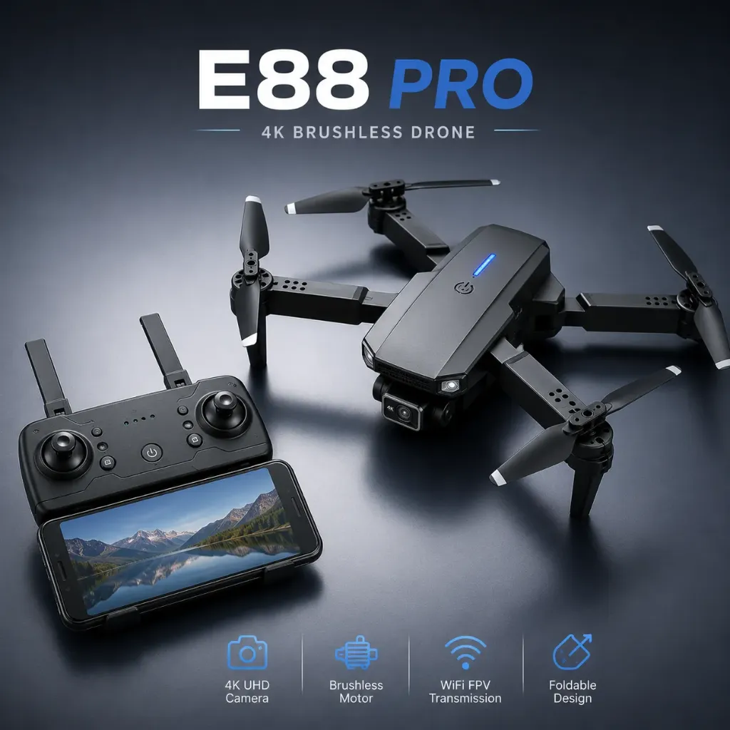 [01502131] E88 Pro Brushless Foldable Drone Kit 4K Single Battery