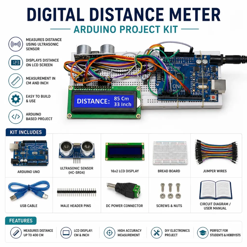 [10152015] Arduino Ultrasonic Distance Meter DIY Kit