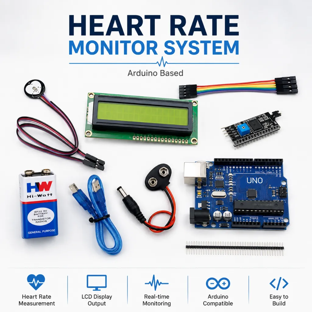 [901201] Heart rate monitor system (Heart beat sensor,Arduino,LCD)
