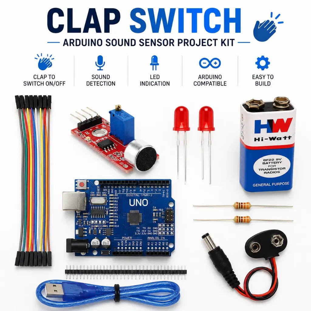 Clap Switch with Arduino and Sound Sensor project DIY kit