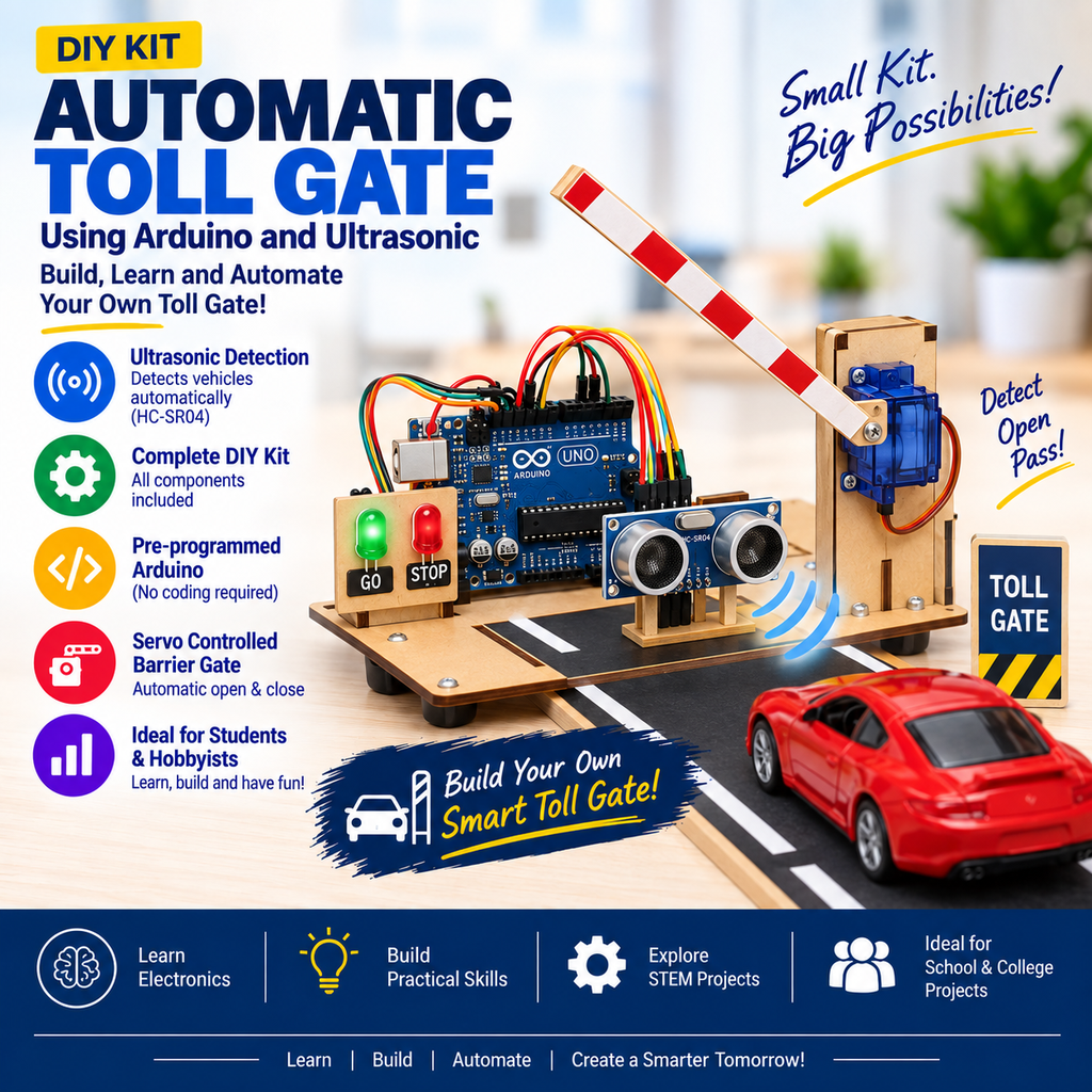 Automatic Toll Gate Using Arduino and Ultrasonic DIY Kit