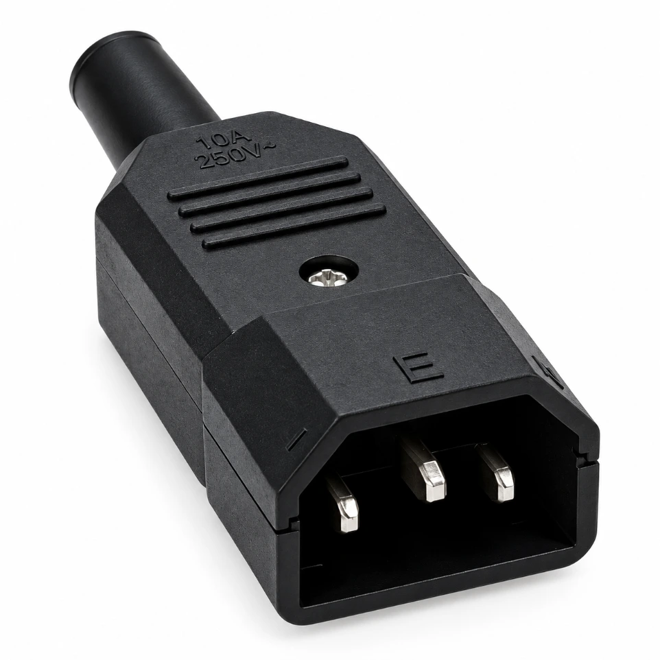[90120156] 3-Pin Male Power Plug for Computers & UPS Systems