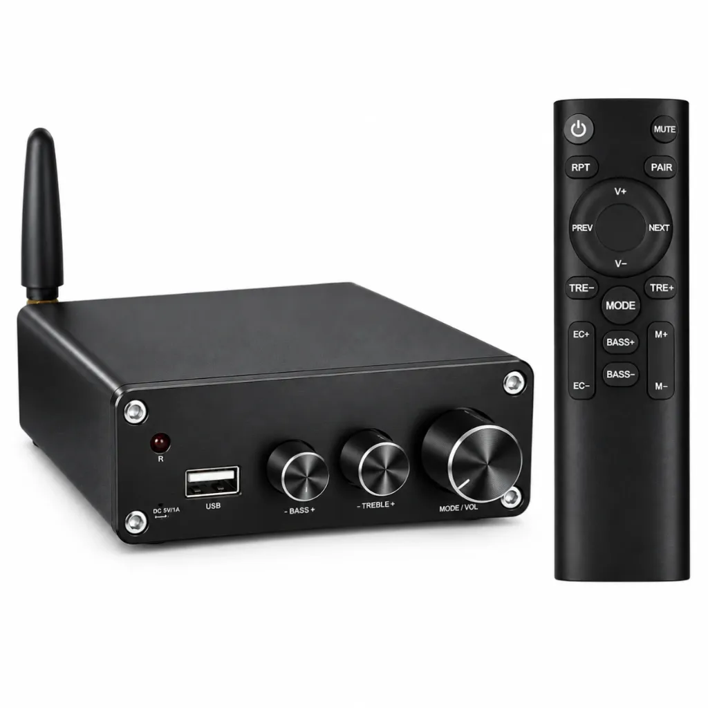 [901101] VIRE Home Audio 100W X 2 Class D Integrated Amp 5.3 Stereo Mini Hi-Fi Audio 2.0 Channel Amplifier