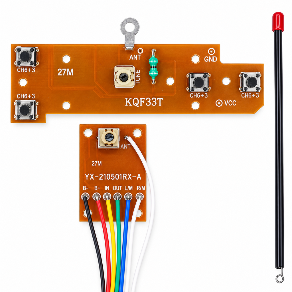 [9025601] 4CH RC Transmitter & Receiver Kit with Antenna, 27MHz Remote Control System