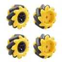 Yellow McNamum Wheel 60MM-K Compatible with 6.7mm couplings(Pack of 4)