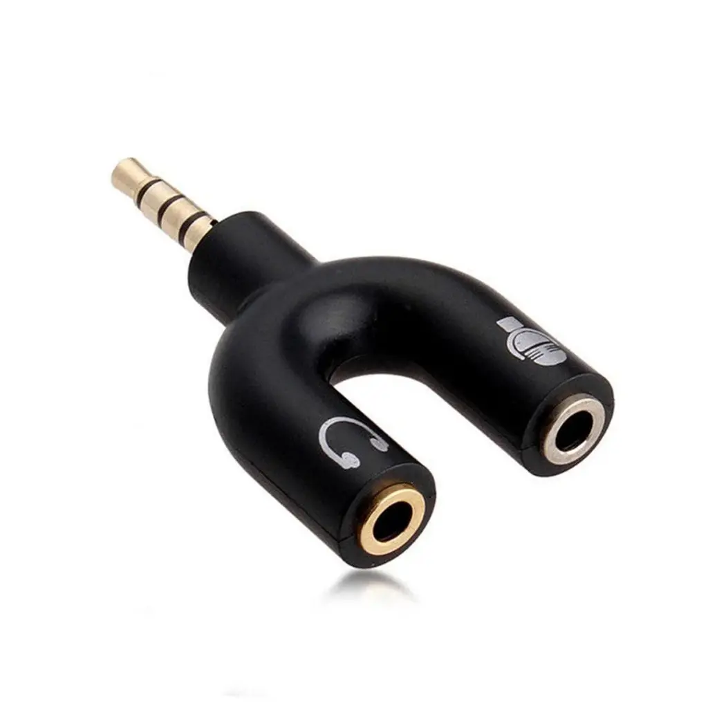 3.5mm Jack Splitter Male to 2 Female Mic & Earphone U Shape Stereo Audio Splitter Adapter (Multi Colour)