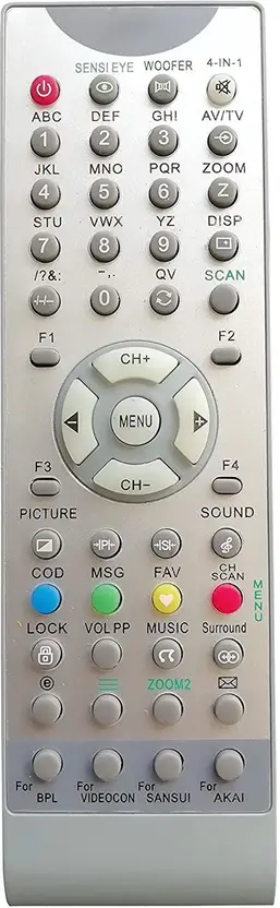 [607463] BVSA 4in1 CRT TV Universal Remote Control Compatible for VIDEOCON SANSUI AKAI BPL Remote Controller (Grey)