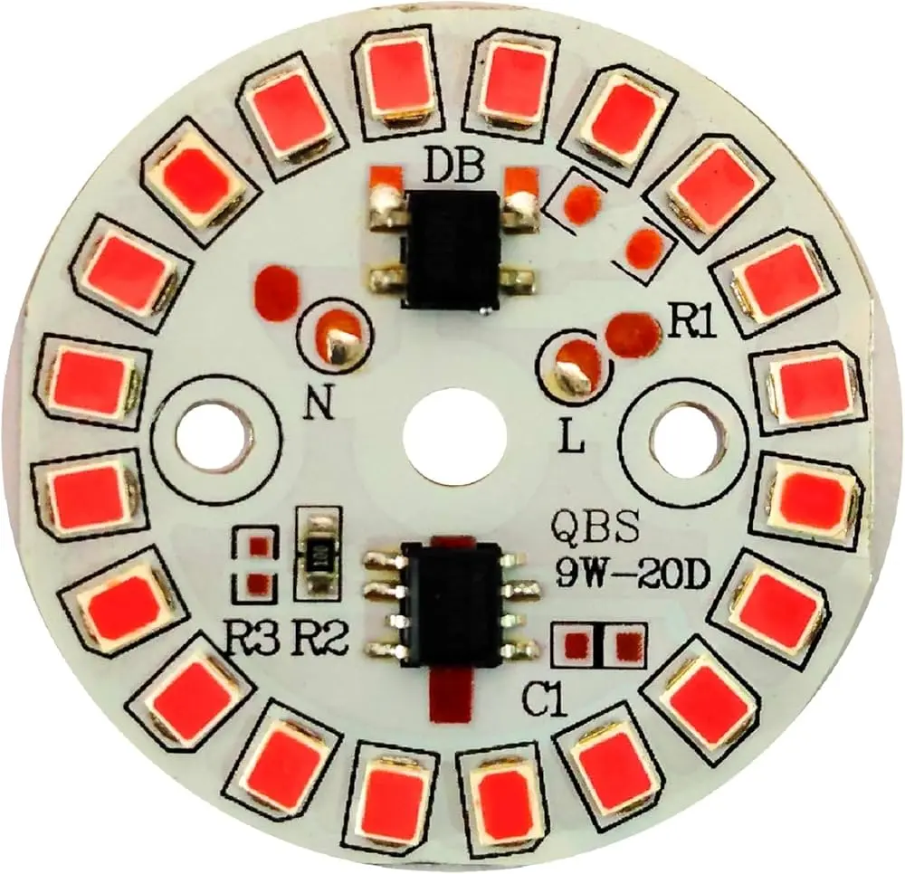 [904620] 9-Watt 20-LEDs AC DOB Led Circular PCB for Led Bulbs Red