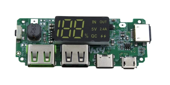 18650 5V 2.4A Lithium Battery Digital Display, Charging Module Dual, USB Output Band, Display Booster, Module