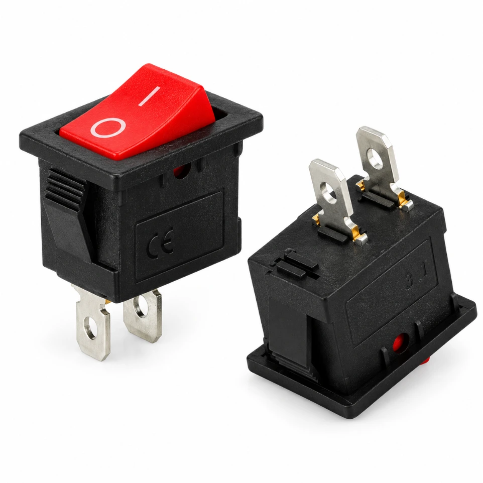 Mini 3A 250V AC Red Rocker Switch – Compact 2-Pin SPST ON-OFF Power ...