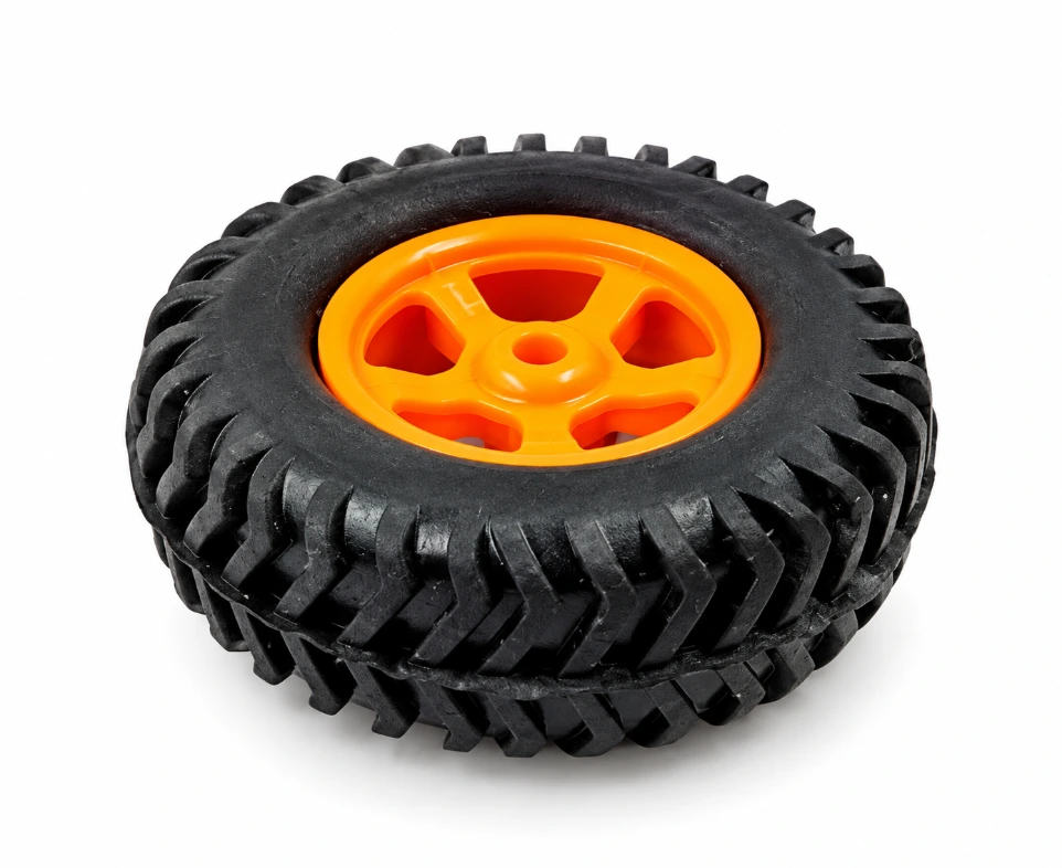 80mm x 25mm Heavy-Duty Robot Wheel – Orange Hard Plastic Rim with High ...