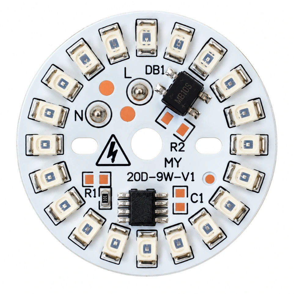 9W Blue LED PCB AC Driver-on-Board (DOB) Circular Plate for Bulbs (20 ...