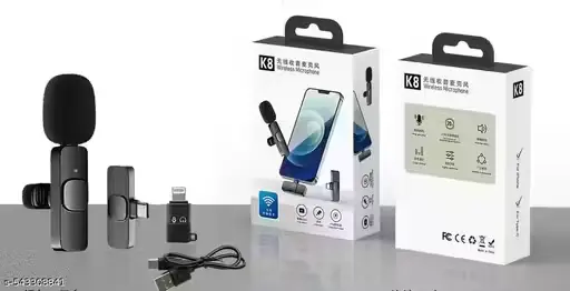 [72551011] K8 Wireless Mic Set: Type-C & iPhone Compatible Livestream & Video Recording Microphone