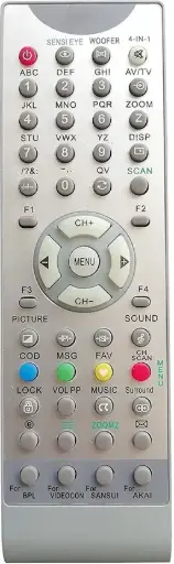 [607463] BVSA 4in1 CRT TV Universal Remote Control Compatible for VIDEOCON SANSUI AKAI BPL Remote Controller (Grey)