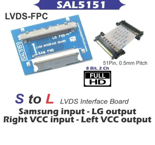 [4411580] SAL5151 LVDS Interface Board. Samsung To LG LVDS Converter